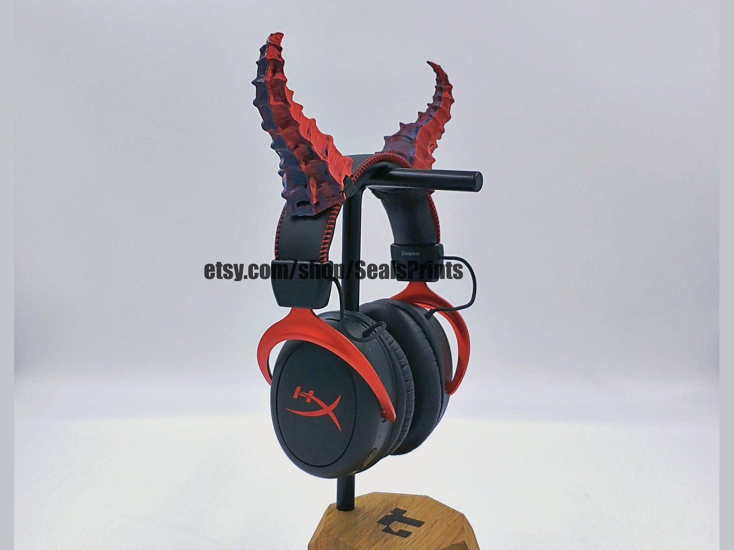 Ribbed Demon Horns Attachment for Headset, Gaming and Streaming Headset Accessories, cosplay, Streaming Prop, gaming streamer gift