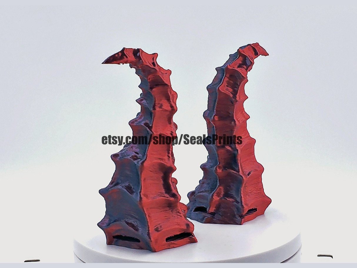 Ribbed Demon Horns Attachment for Headset, Gaming and Streaming Headset Accessories, cosplay, Streaming Prop, gaming streamer gift