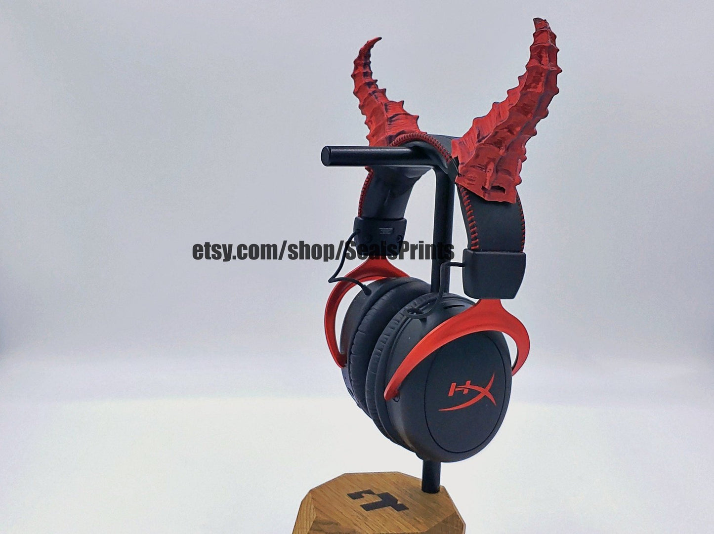 Ribbed Demon Horns Attachment for Headset, Gaming and Streaming Headset Accessories, cosplay, Streaming Prop, gaming streamer gift