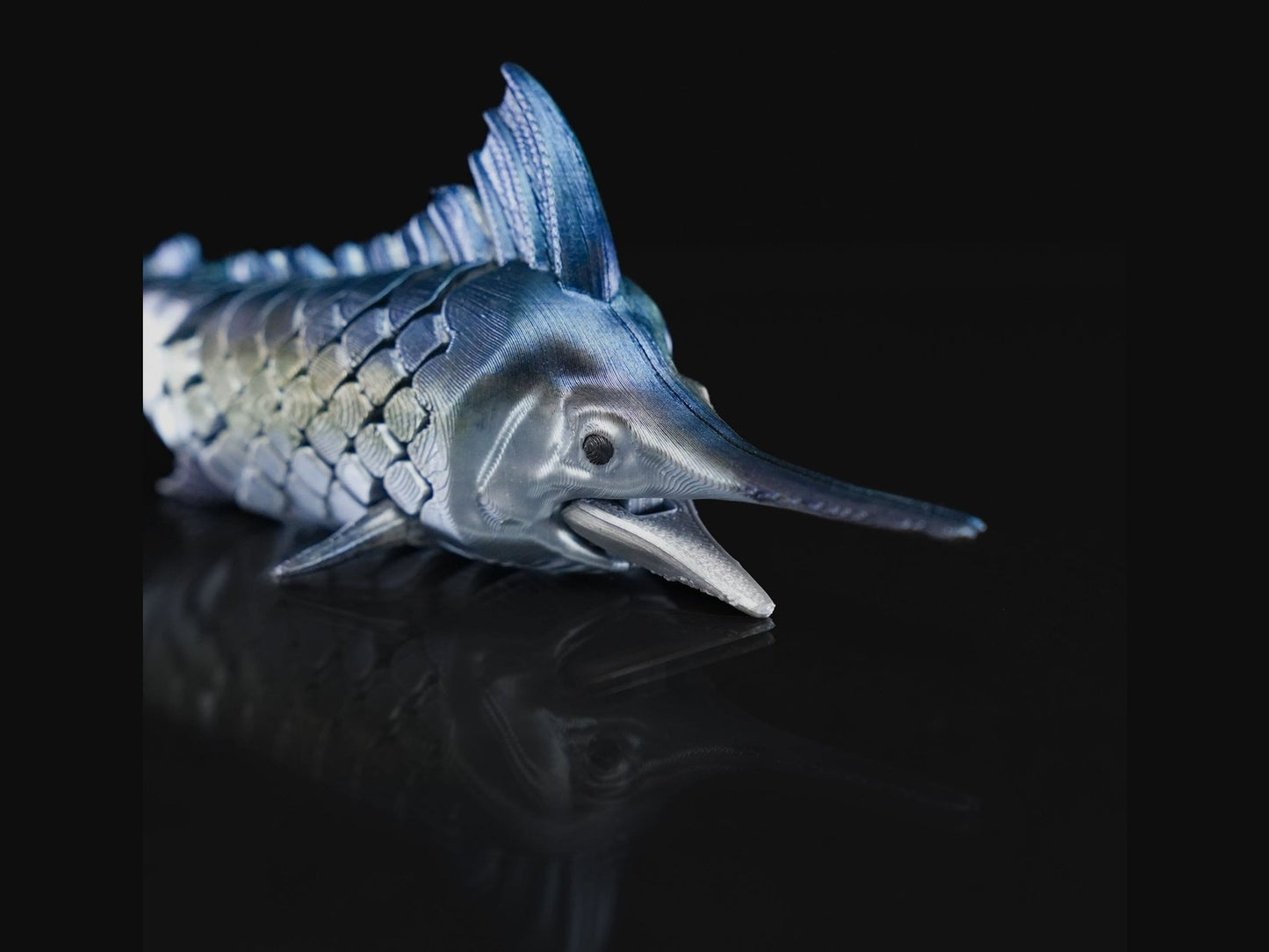 Articulating Marlin Fidget toy, sensory toy, 3d Printed fish desk toy