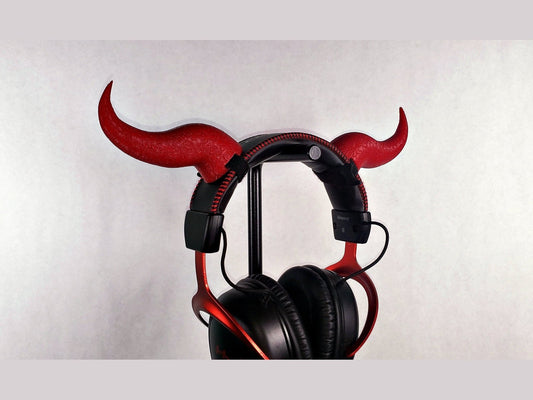 Curved Demon Horns Attachment for Headset, Gaming and Streaming Headset Accessories, cosplay, Streaming Prop, gaming streamer gift