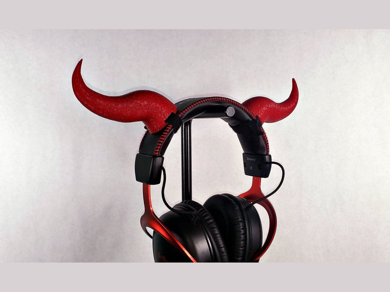 Curved Demon Horns for Headphones, 3D printed headset attachment by SealsPrints