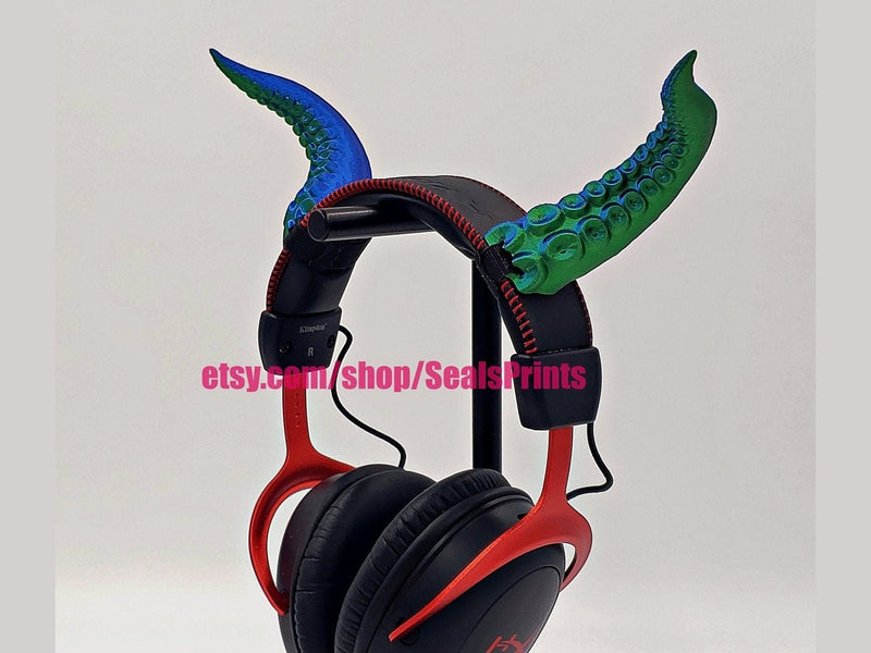 Tentacle Horns for Headphones, 3D printed headset attachment by SealsPrints