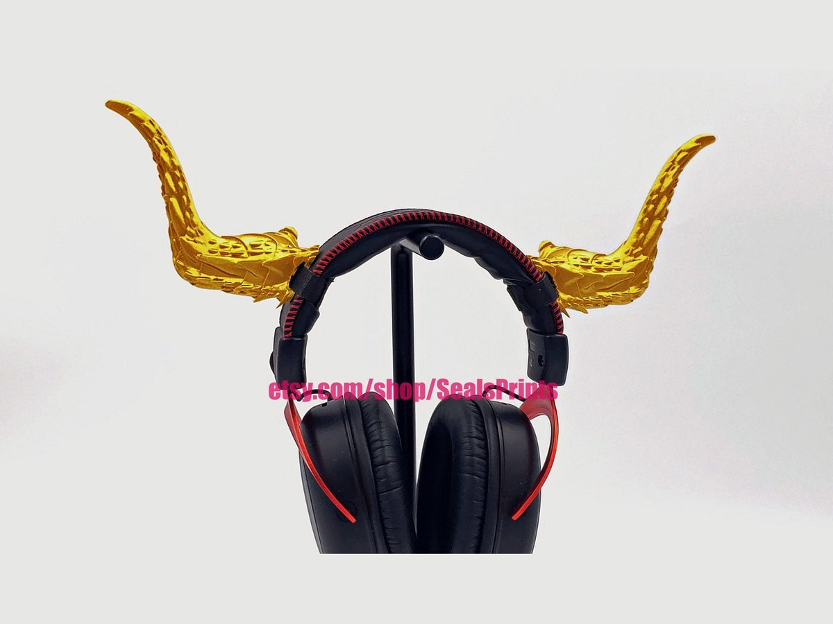 Minotaur Bull Horns for Headphones, 3D printed headset attachment by SealsPrints