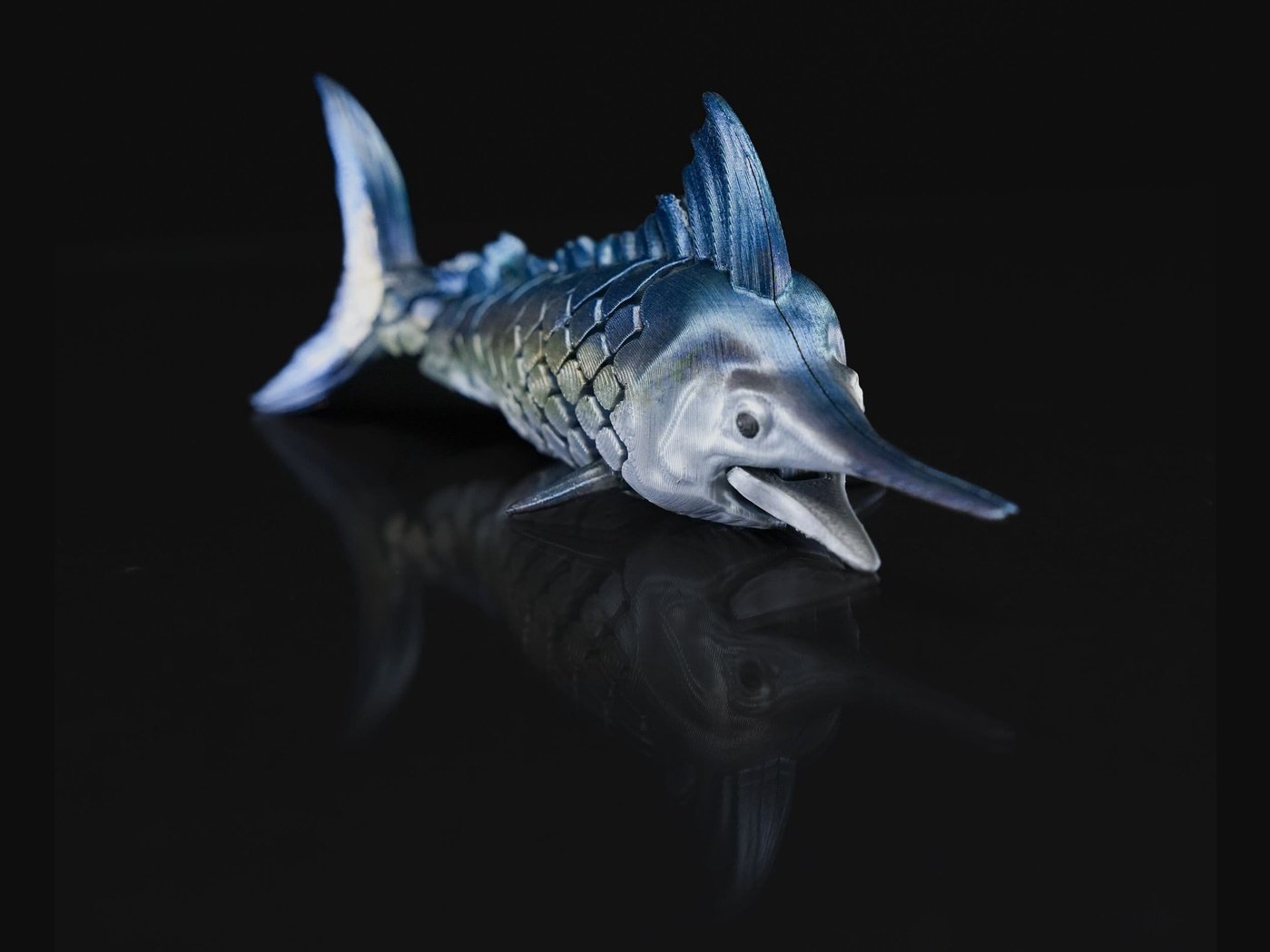 Articulating Marlin Fidget toy, sensory toy, 3d Printed fish desk toy