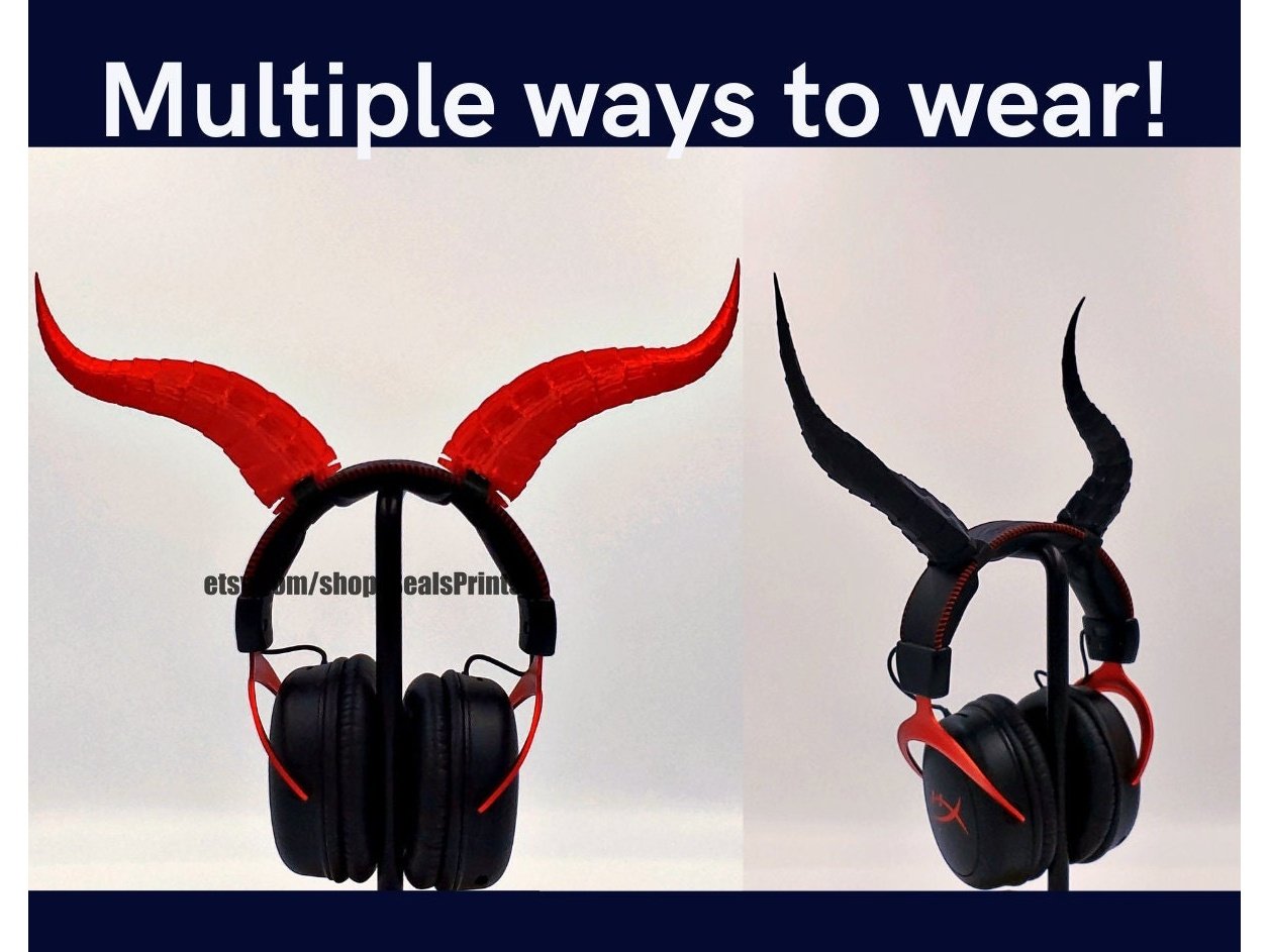 Maleficent style Horns Attachment for Headset, Gaming and Streaming Headset Accessories, cosplay, gaming streamer gift, bull horns